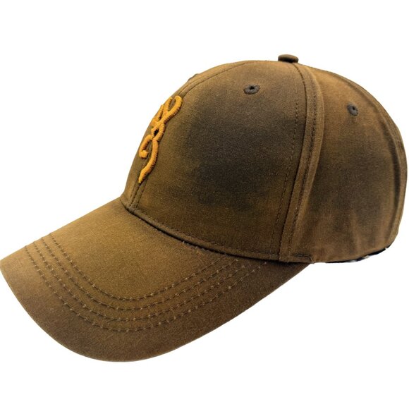 Browning Dura-Wax Solid Baseball Cap 308412881 Brown & Loop Closure 3-D Buckmark - Picture 3 of 11